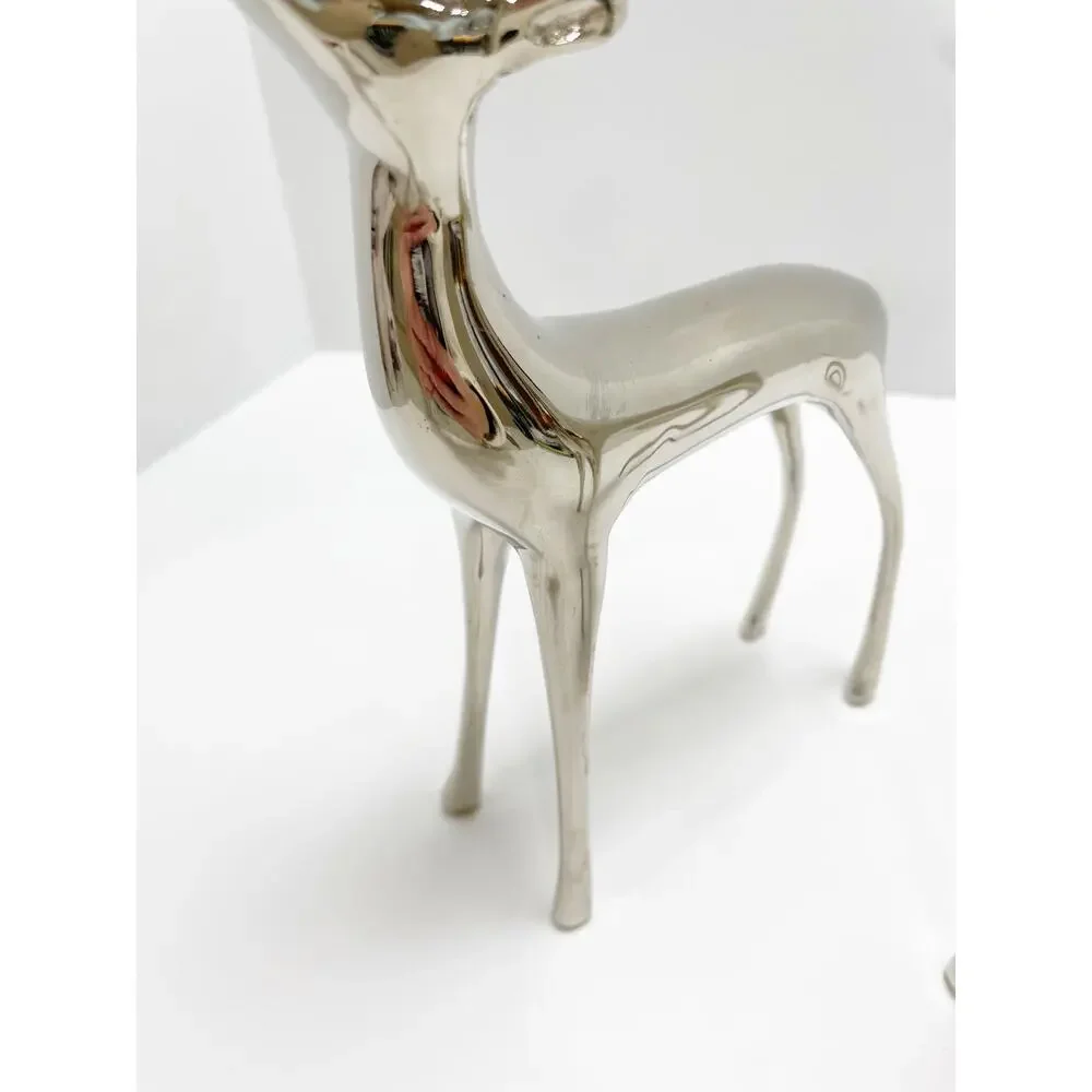 Pottery Barn Reindeer Candelabra Candles Sliver Stick Holder Holds 3 Christmas